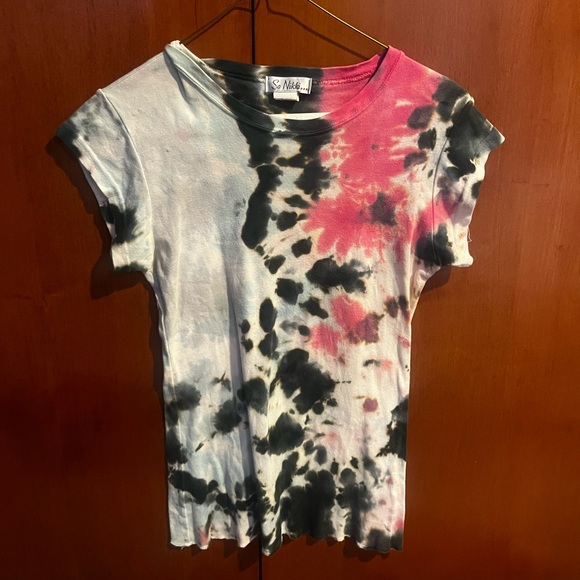 Tie-Dye Women's Top - Pink and Black - Picture 1 of 3